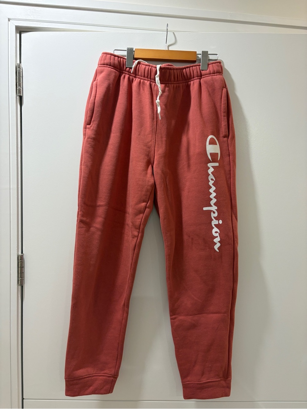 Champion Womans Coral Sweatpants with White Side Logo